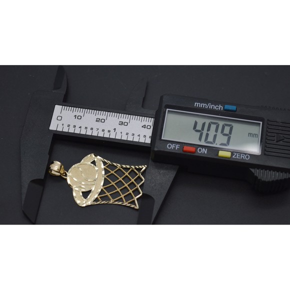 Real 10k Solid Yellow Gold Basket Ball Sports Charm Pendant 3.0 gr 40.9 mm - Picture 5 of 6